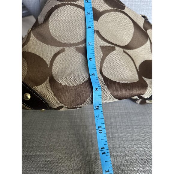 Coach Carly Signature Hobo Bag Brown Sz M Jacquard Shoulder Bag Bronze Hardware - Picture 13 of 13